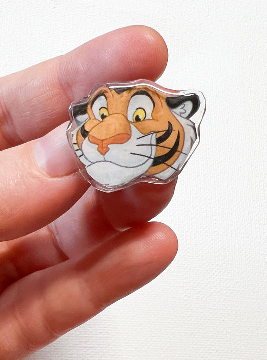Upcycled Tiger Face Handmade Pin – Recycled Storybook Pin – Book Page Art Pin – Small Batch Resin