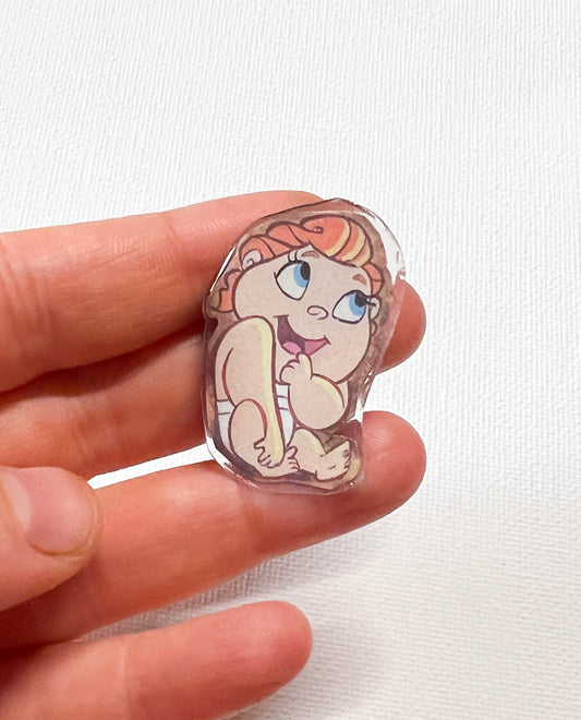 Upcycled Handmade Mythology Baby Hero Pin – Book Page Pin – Recycled Storybook Art Pin – Small Batch Handmade Accessory