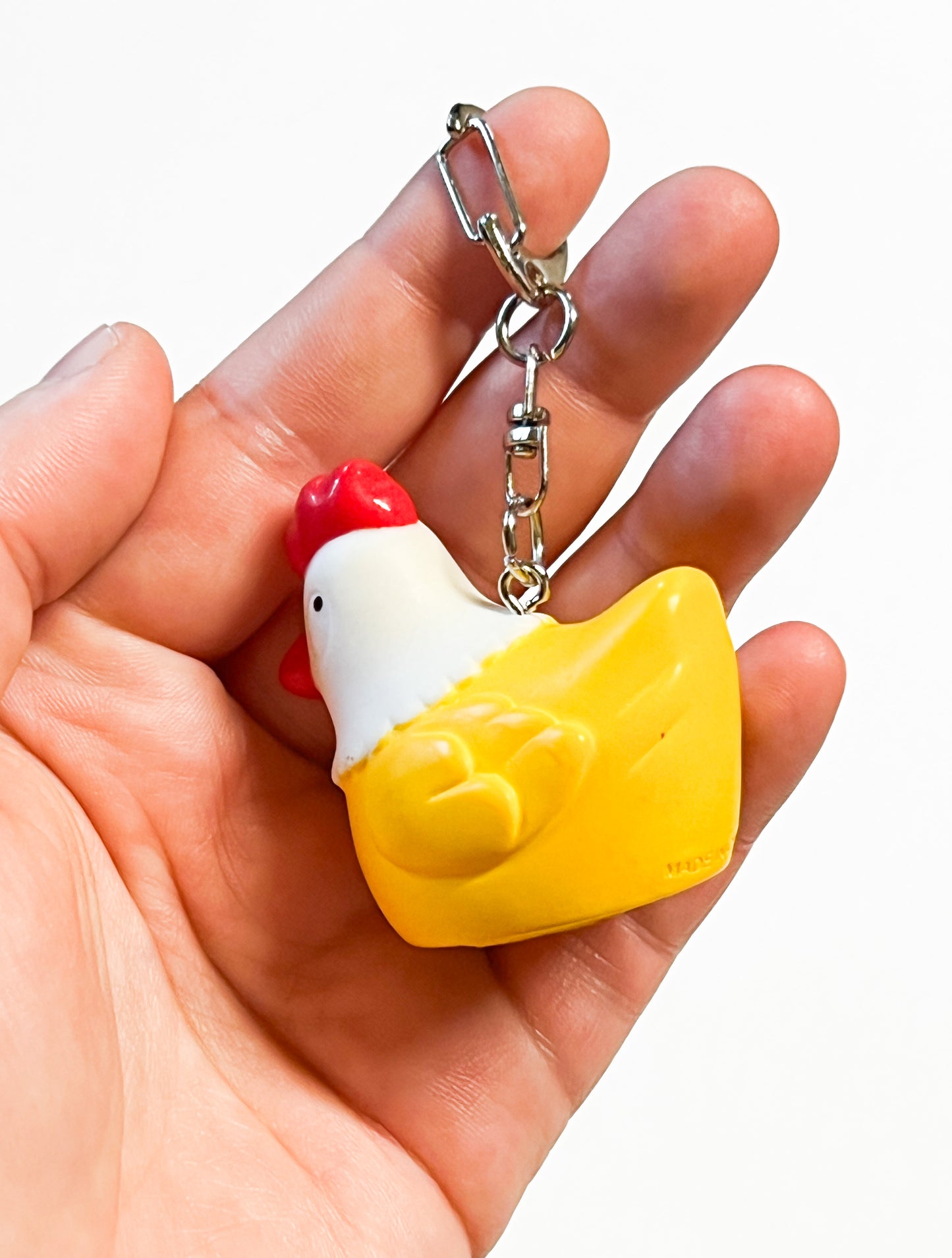 Upcycled Kawaii Chicken Keychain