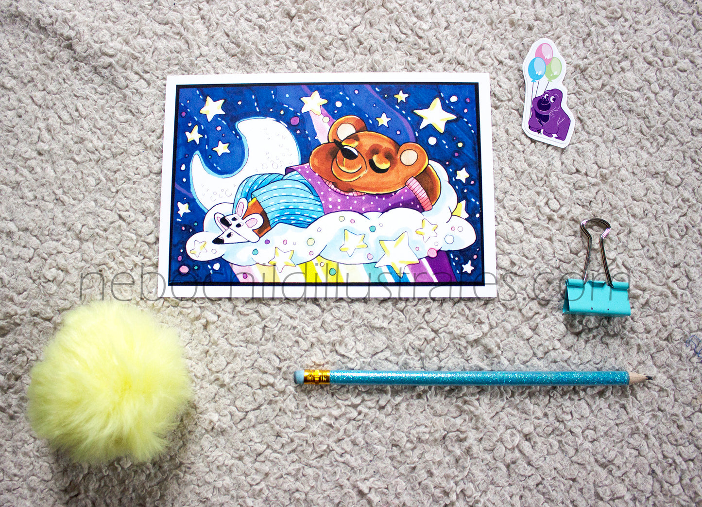 Sleepy Teddy Bear Art Print