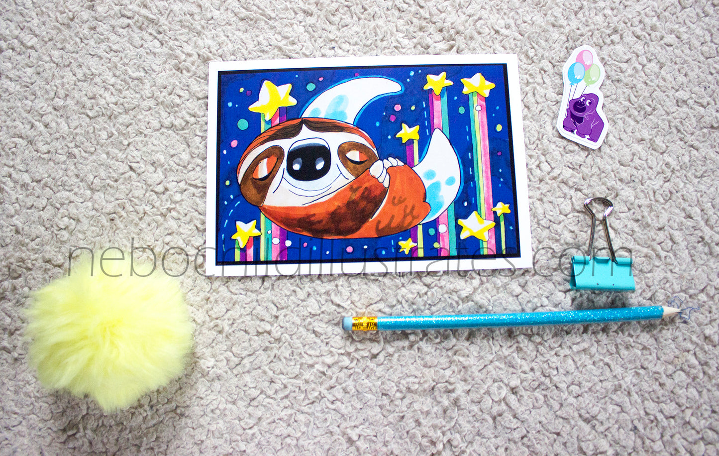 Sleepy Sloth Art Print