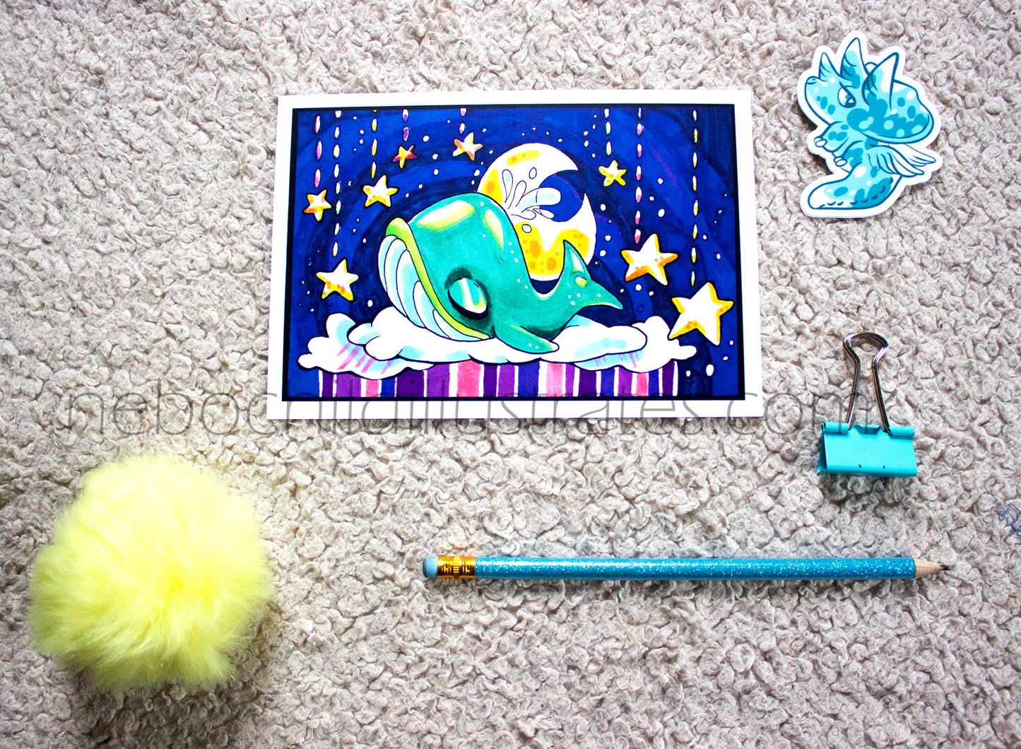 Sleepy Whale Art Print