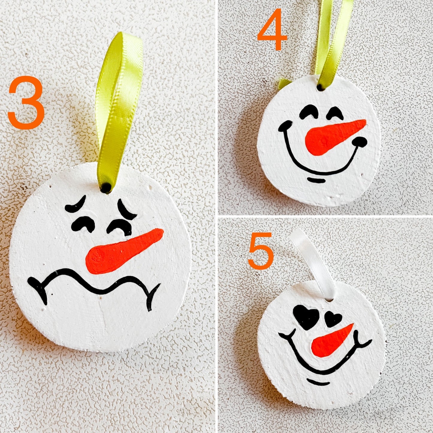 Snowman Face Handmade Christmas Ornaments Versions 3-5