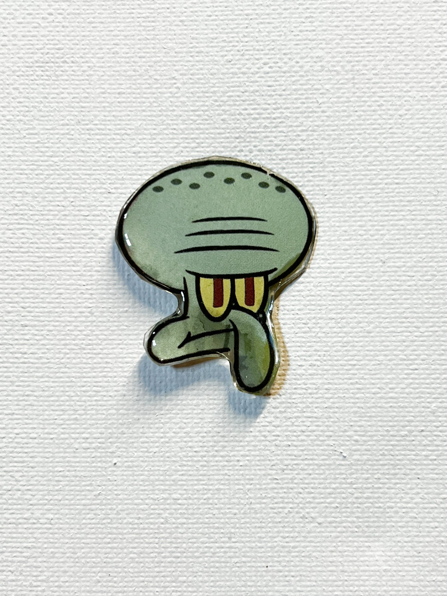 Upcycled Grumpy Squid Handmade Pin – Recycled Storybook Pin – Book Page Art Pin – Small Batch Resin B Grade