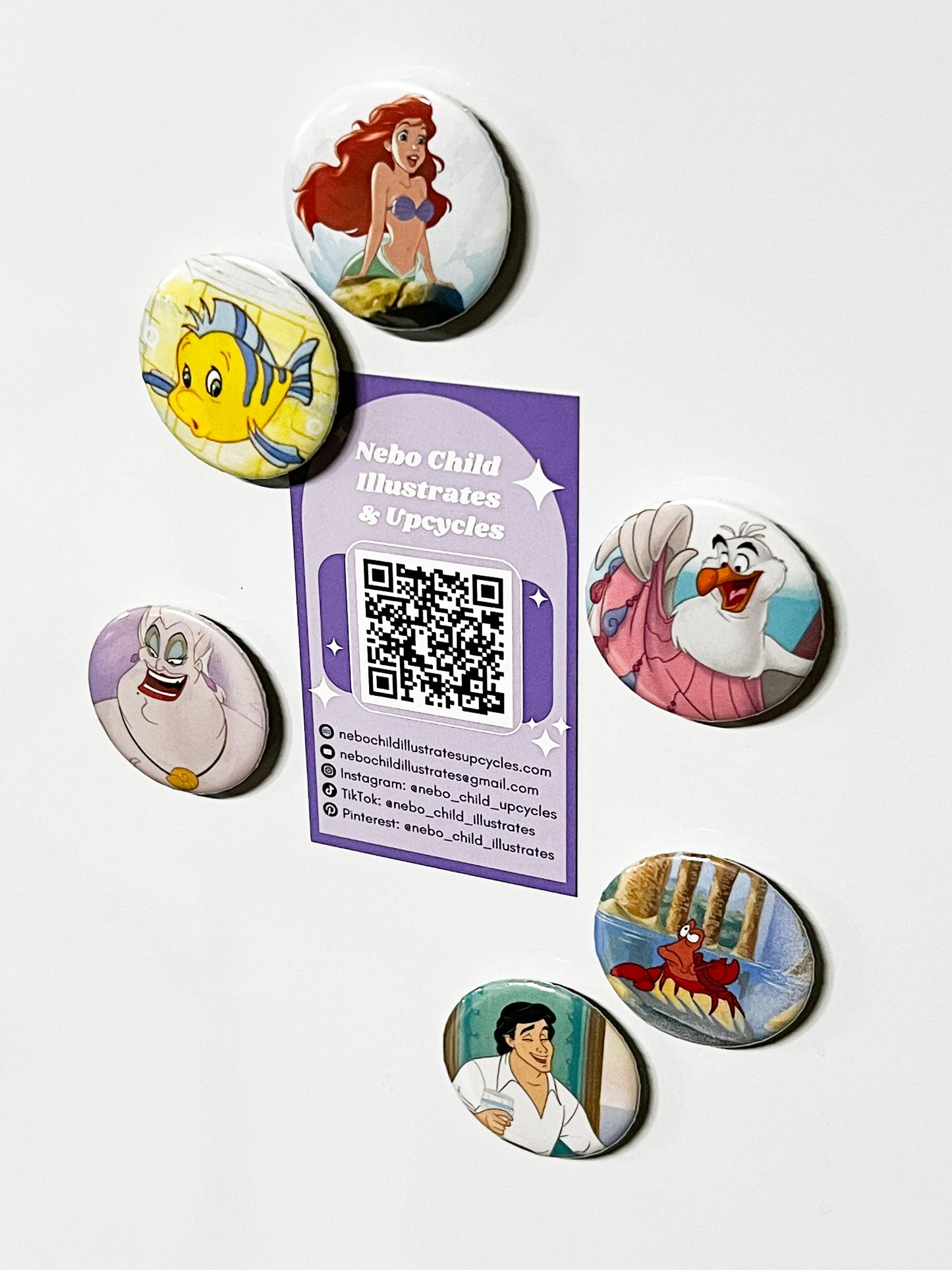 Upcycled Mermaid AdventureFridge Magnet Set – Handmade Reclaimed Art Magnets (Set of 6)