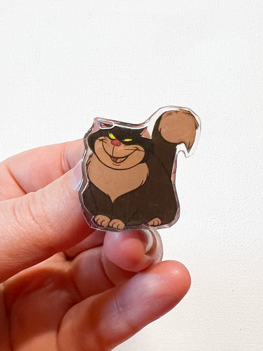 Upcycled Sneaky Black Cat Handmade Pin – Recycled Storybook Pin – Book Page Art Pin – Small Batch Resin