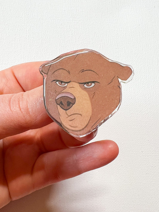 Upcycled Grumpy Bear Face Handmade Pin – Recycled Storybook Pin – Book Page Art Pin – Small Batch Resin