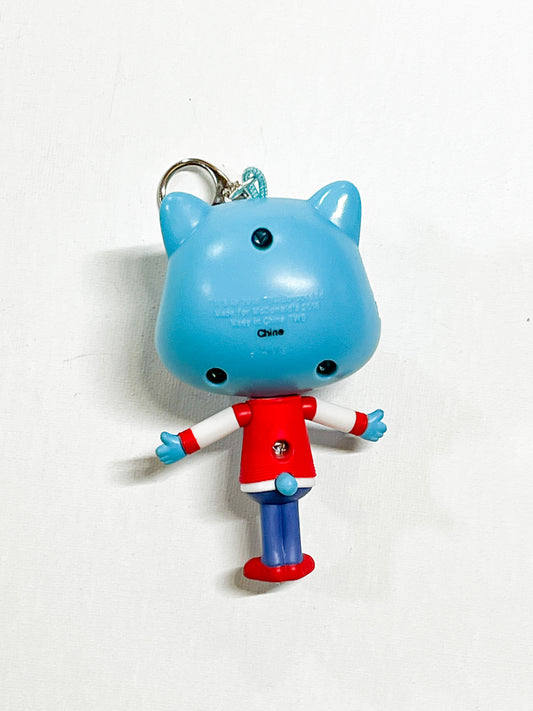 Blue Cartoon Cat Upcycled Toy Keychain