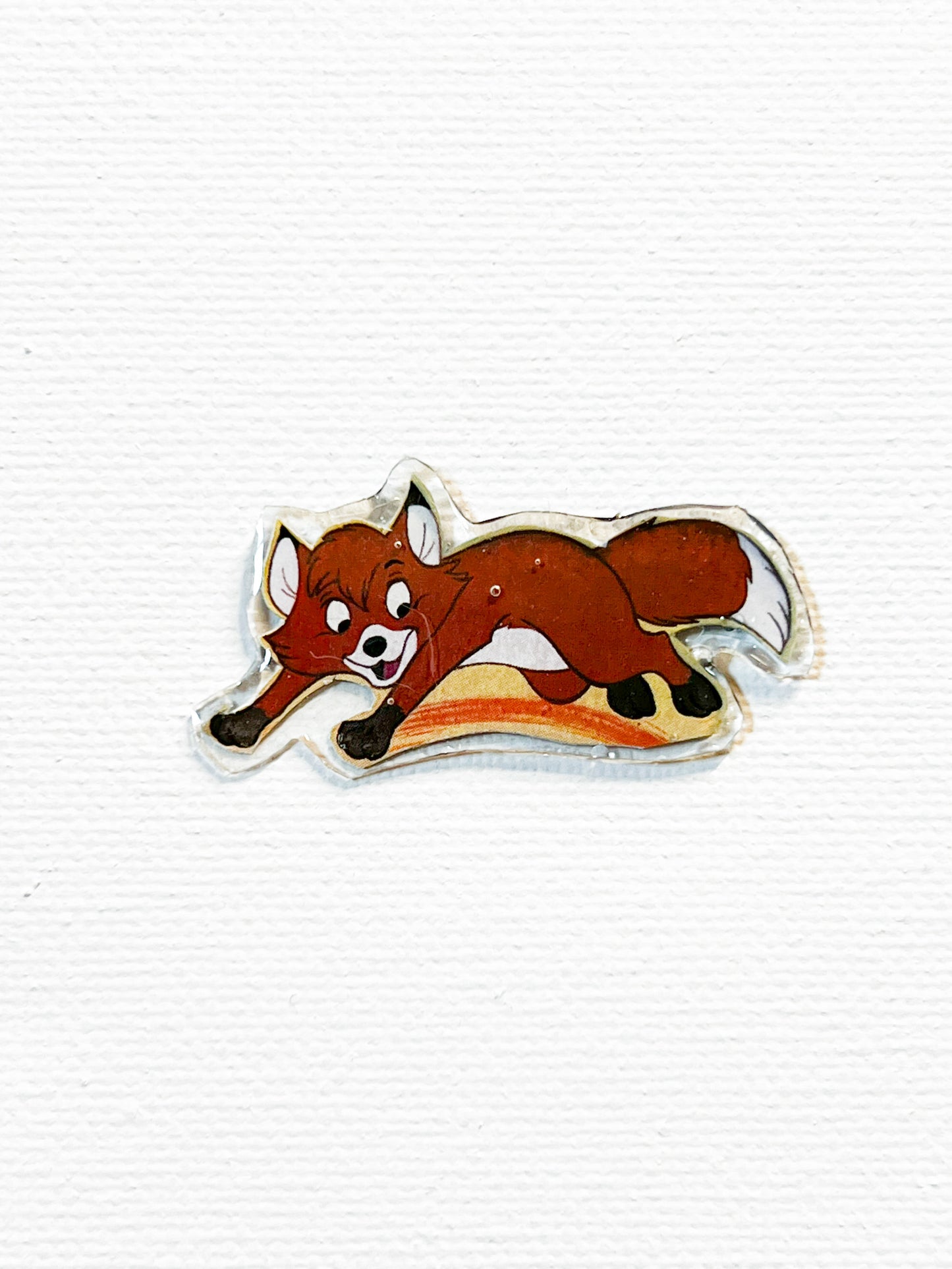Upcycled Jumping Fox Handmade Pin – Recycled Storybook Pin – Book Page Art Pin – Small Batch Resin B Grade