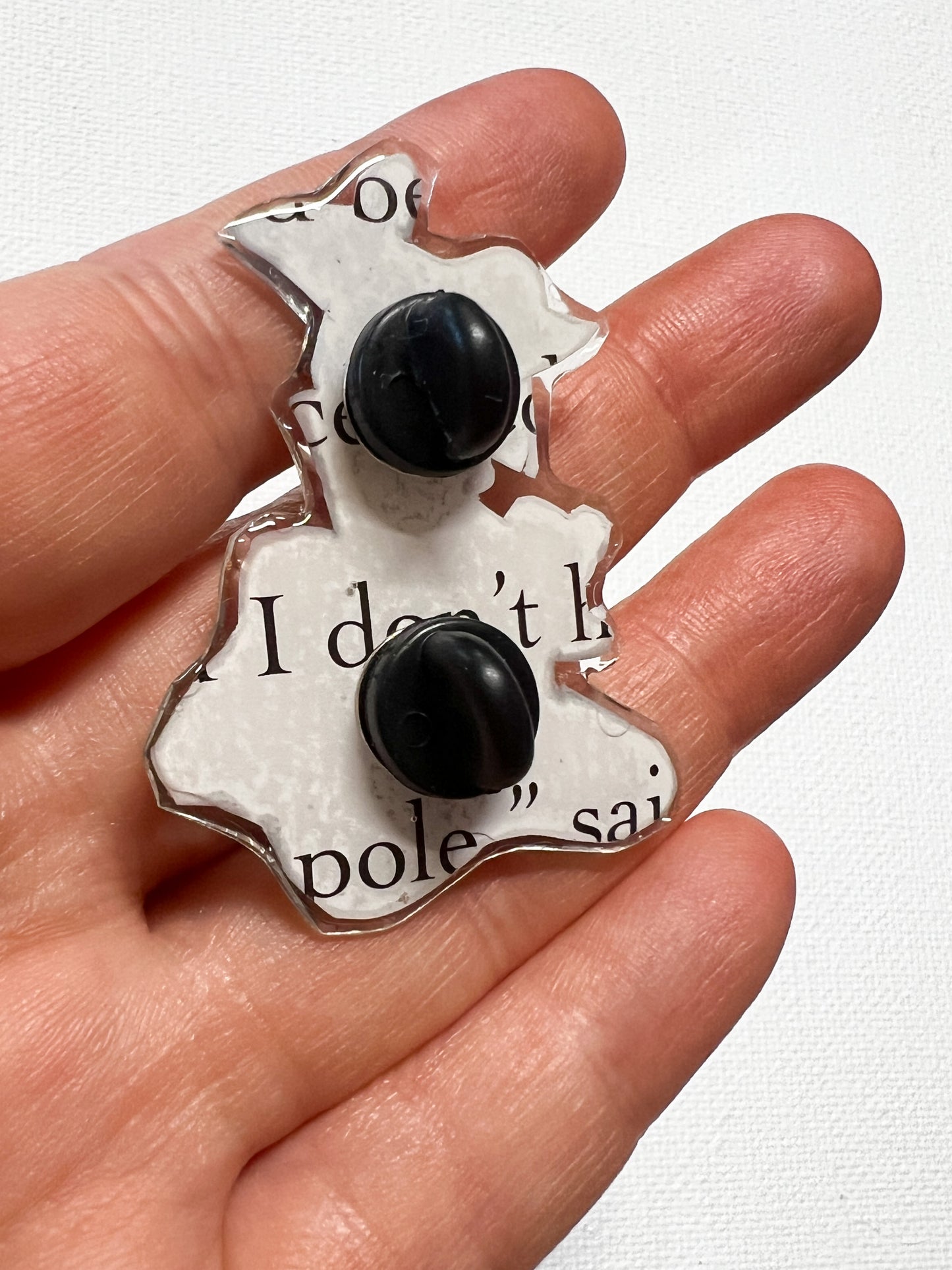 Upcycled Smiling Cow Handmade Pin – Recycled Storybook Pin – Book Page Art Pin – Small Batch Resin B Grade