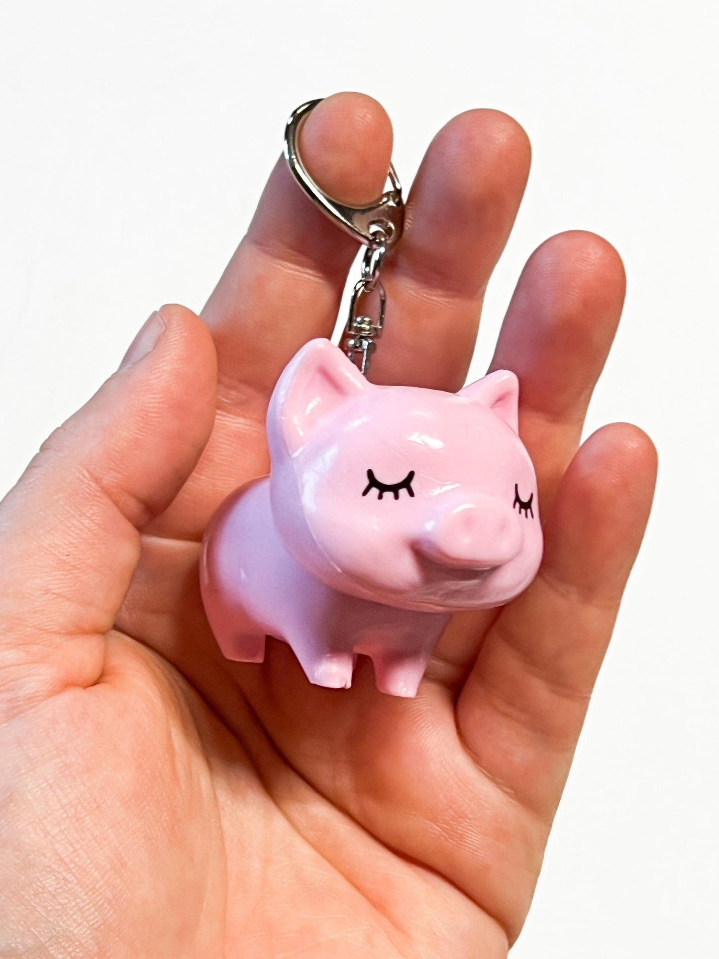 Upcycled Cute Pink Pig Keychain – Handmade Eco-Friendly Character Charm