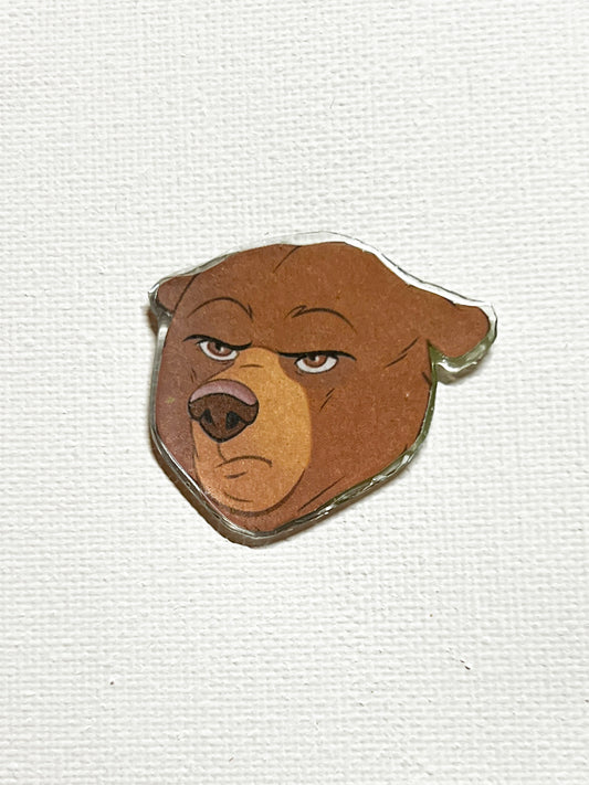 Upcycled Grumpy Bear Face Handmade Pin – Recycled Storybook Pin – Book Page Art Pin – Small Batch Resin