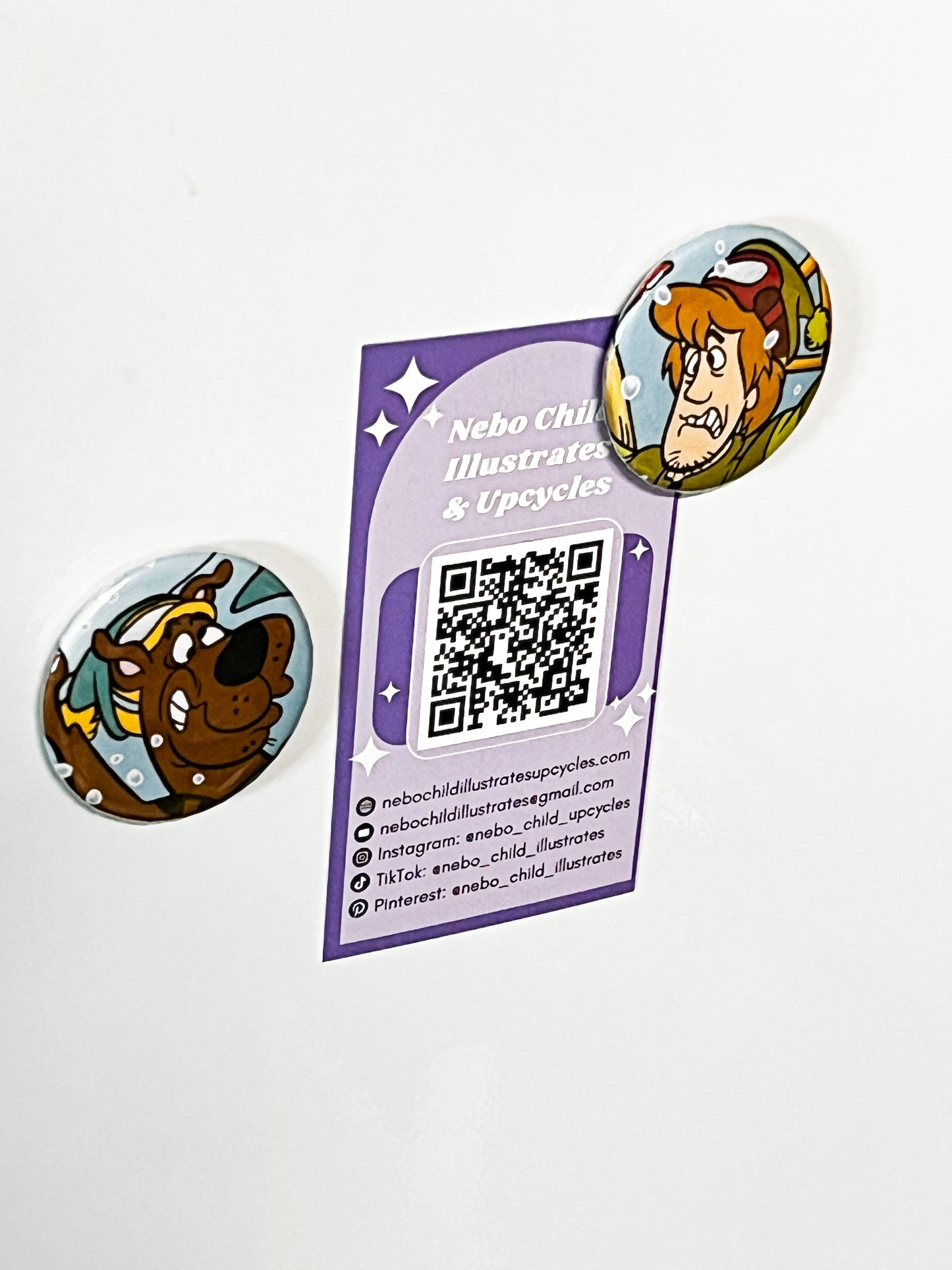 Retro Mystery Cartoon Magnet Set – Handmade Upcycled Magnets
