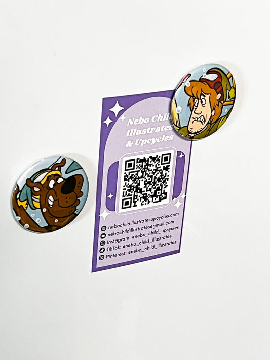 Retro Mystery Cartoon Magnet Set – Handmade Upcycled Magnets