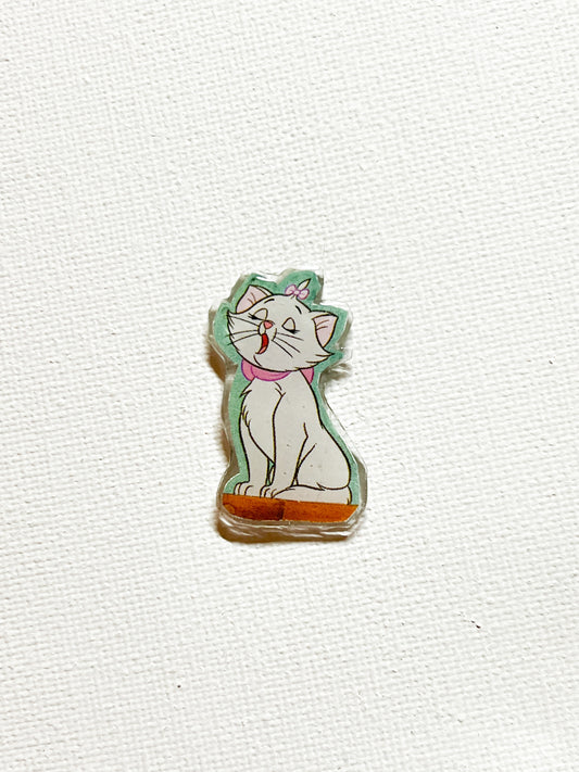 Upcycled White Kitten Singing Handmade Pin – Recycled Storybook Pin – Book Page Art Pin – Small Batch Resin