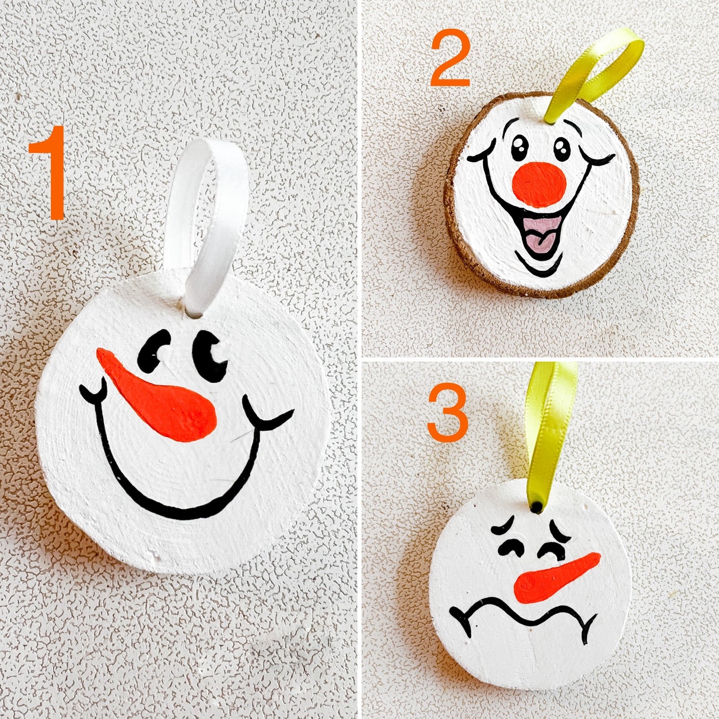 Snowman Face Handmade Christmas Ornaments Versions 1 - 3