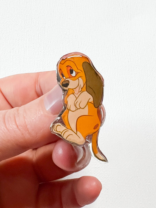 Upcycled Cute Puppy Handmade Pin – Recycled Storybook Pin – Book Page Art Pin – Small Batch Resin