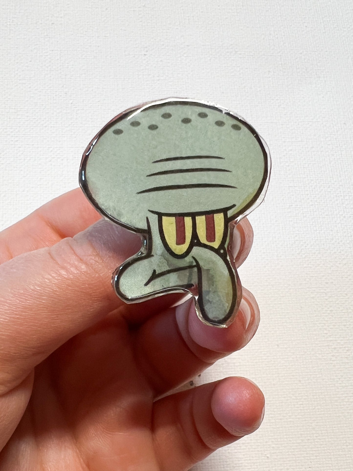 Upcycled Grumpy Squid Handmade Pin – Recycled Storybook Pin – Book Page Art Pin – Small Batch Resin B Grade