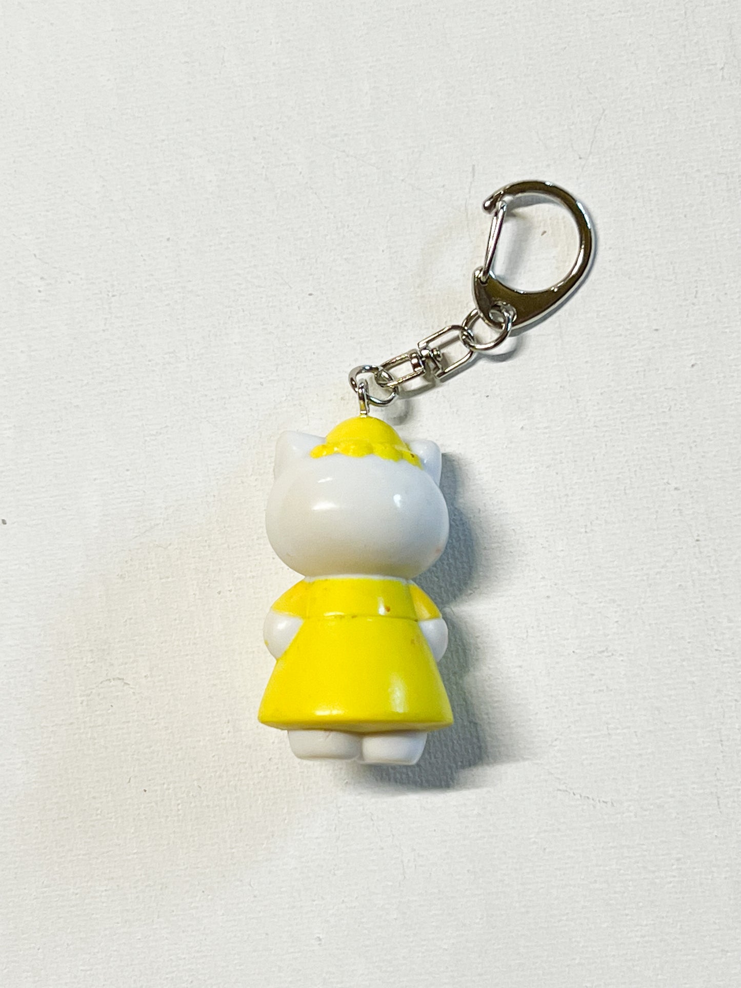Upcycled Yellow Kitty-Inspired Keychain – Handmade Eco-Friendly Character Charm