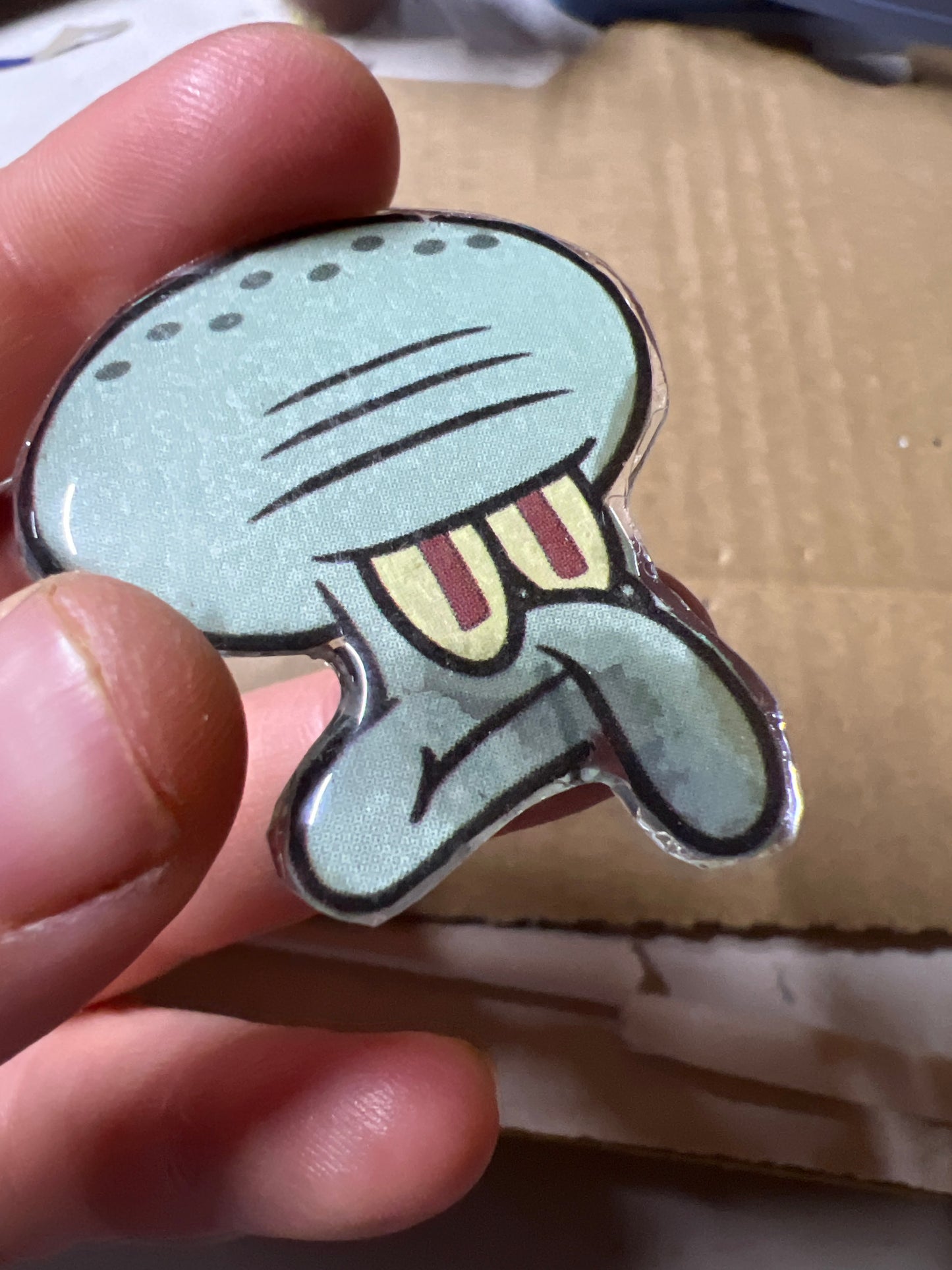 Upcycled Grumpy Squid Handmade Pin – Recycled Storybook Pin – Book Page Art Pin – Small Batch Resin B Grade