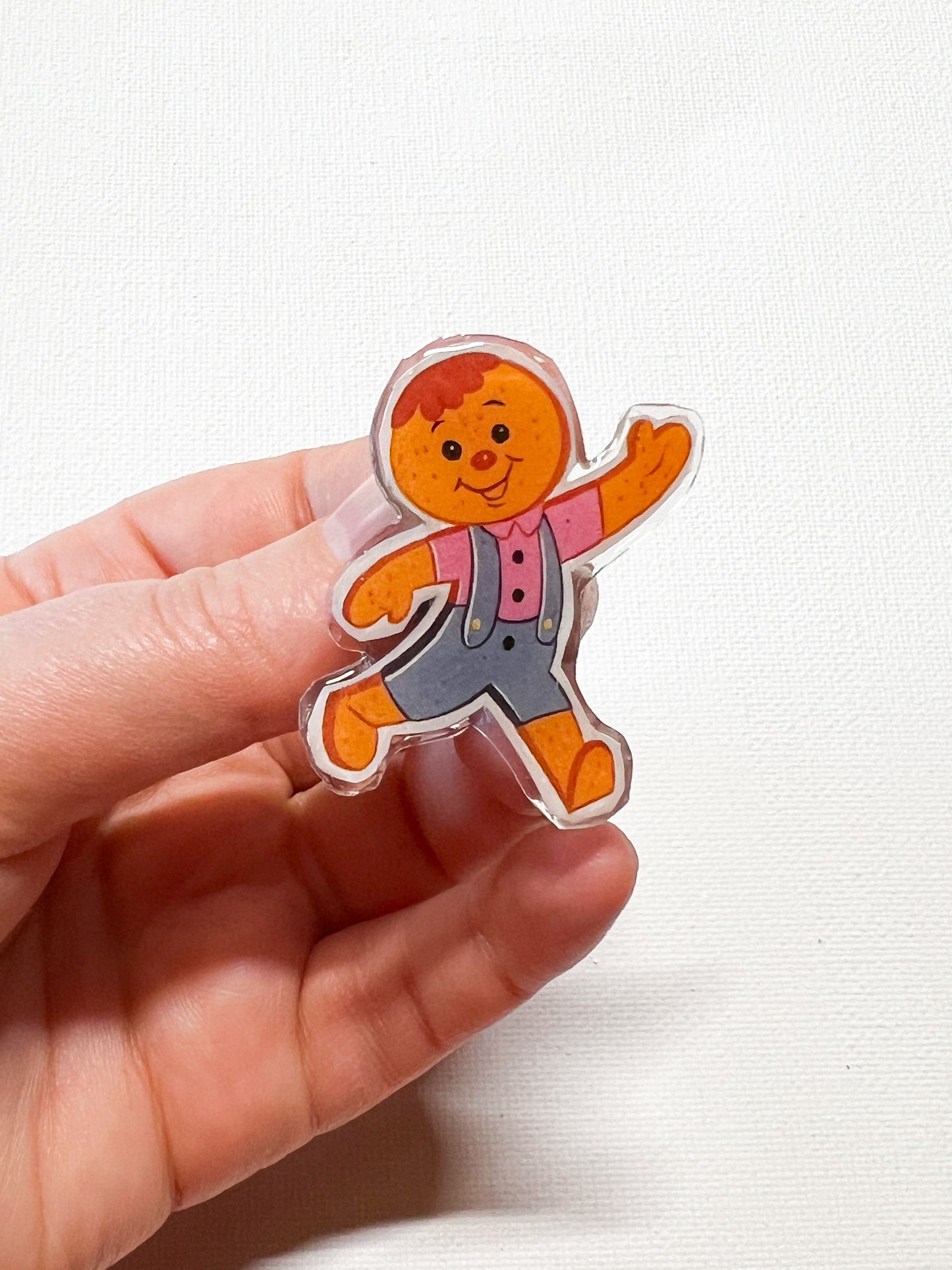 Upcycled Gingerbread Man Handmade Pin – Recycled Storybook Pin – Book Page Art Pin – Small Batch Resin