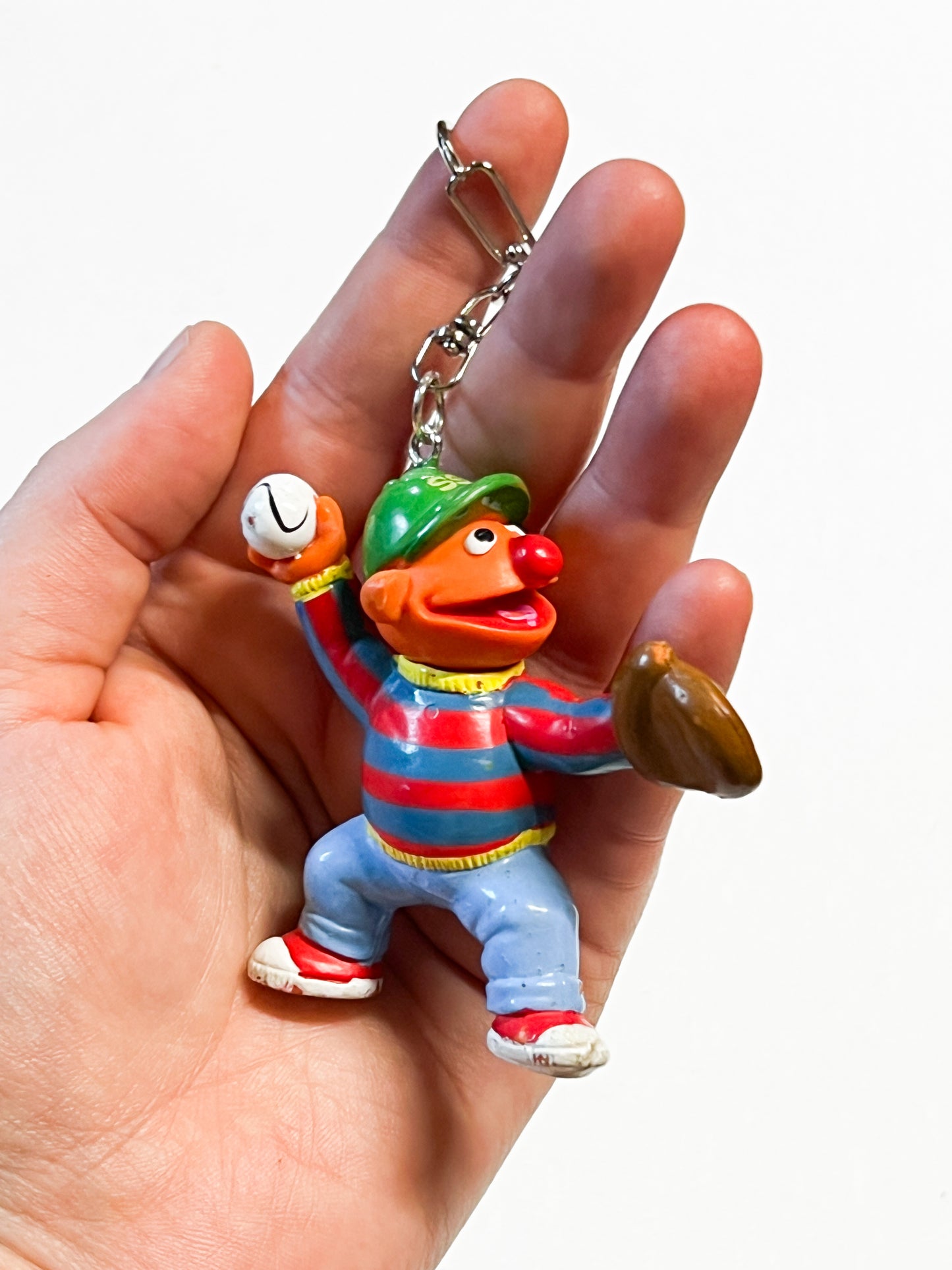 Upcycled Baseball Fan-Inspired Keychain – Handmade Eco-Friendly Character Charm