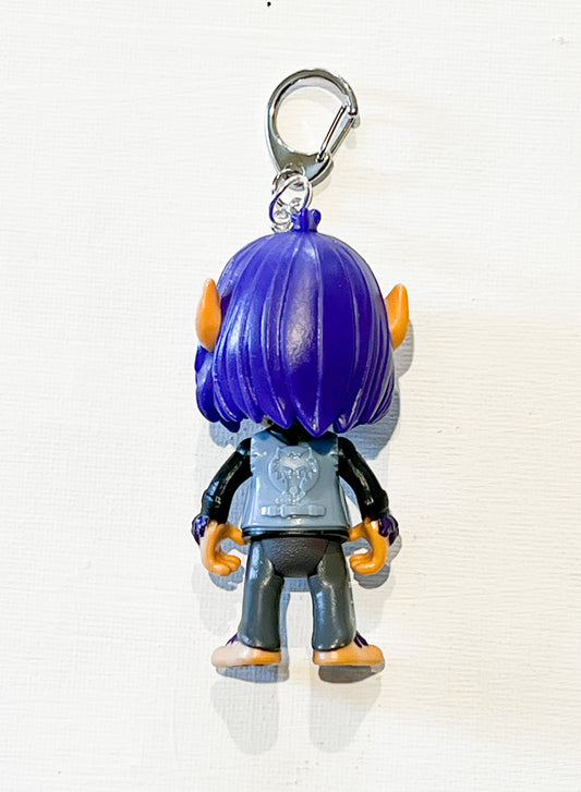 Upcycled Purple-Haired Monster Teen Keychain – Quirky Creature Bag Charm