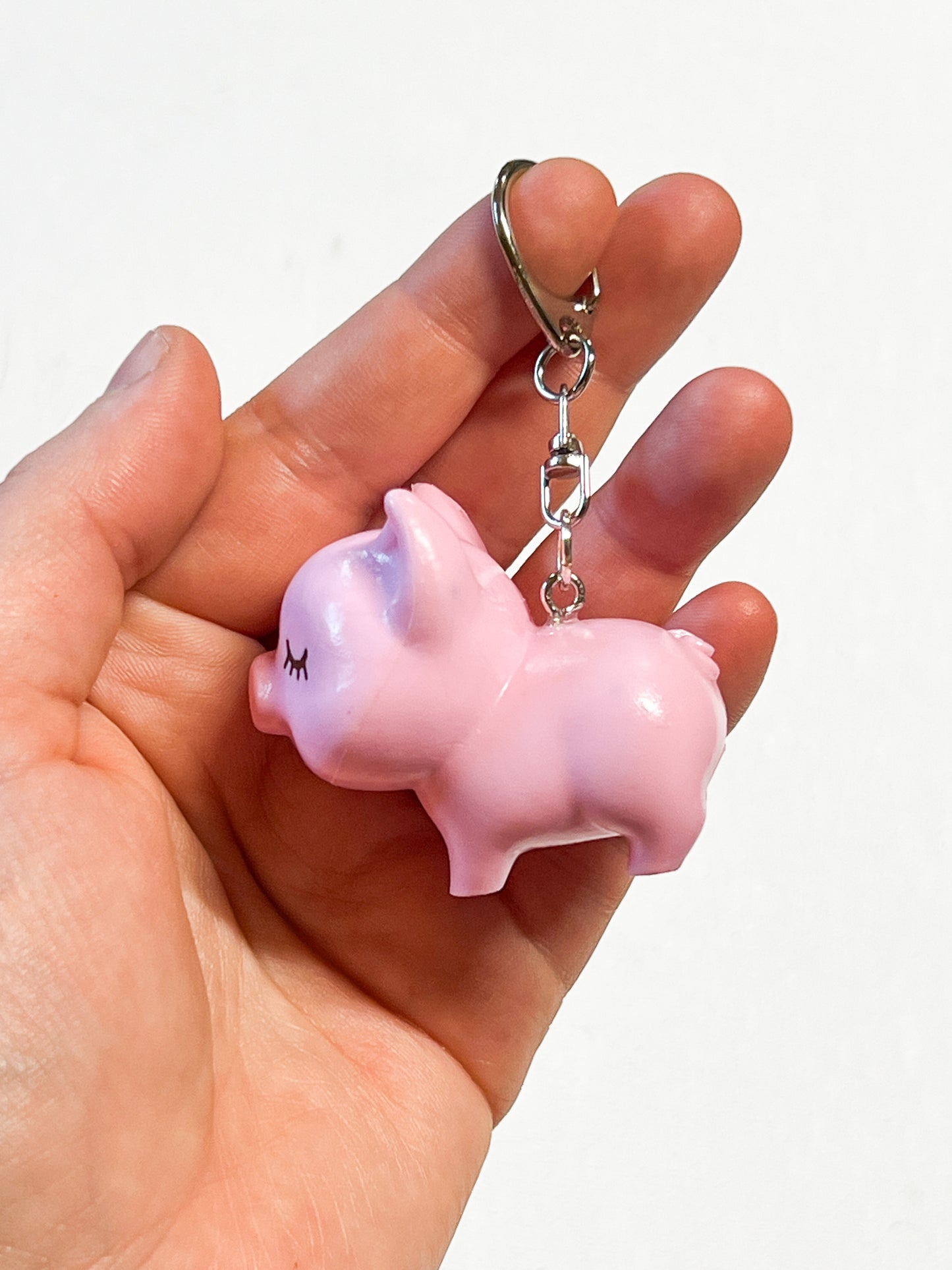 Upcycled Cute Pink Pig Keychain – Handmade Eco-Friendly Character Charm