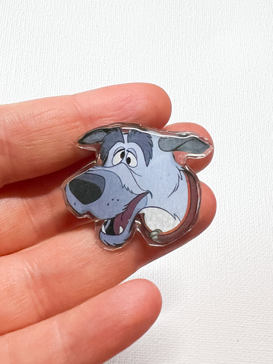 Upcycled Silly Dog Face Handmade Pin – Recycled Storybook Pin – Book Page Art Pin – Small Batch Resin