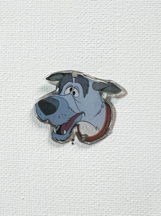 Upcycled Silly Dog Face Handmade Pin – Recycled Storybook Pin – Book Page Art Pin – Small Batch Resin