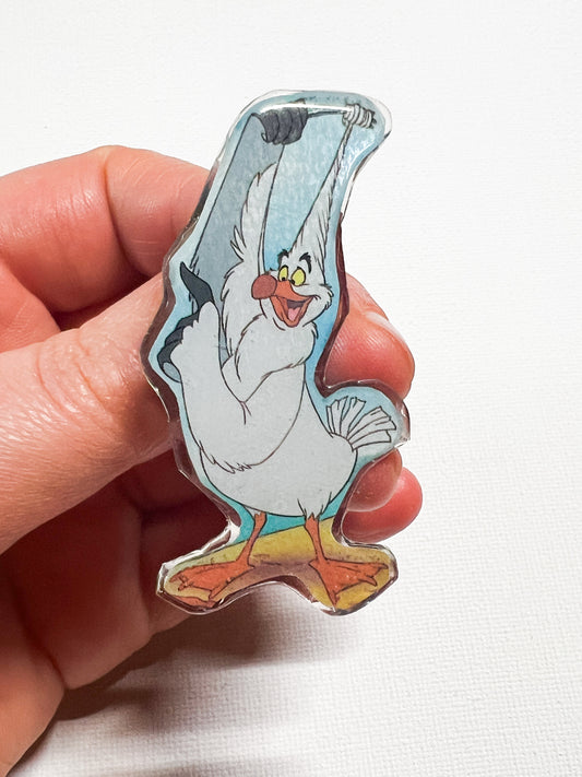 Upcycled Seagull with Fork Handmade Pin – Recycled Storybook Pin – Book Page Art Pin – Small Batch Resin