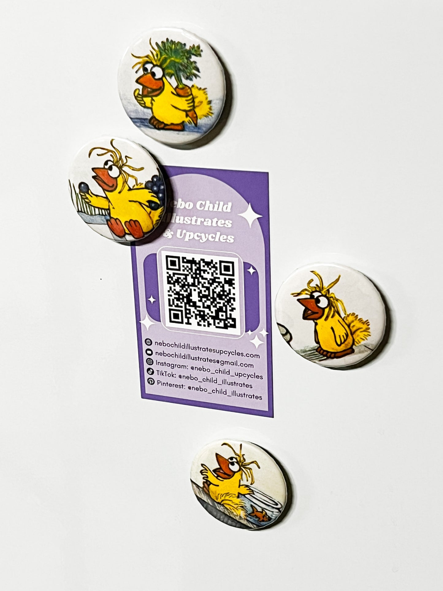Little Yellow Bird Upcycled Fridge Magnets (Set of 4)