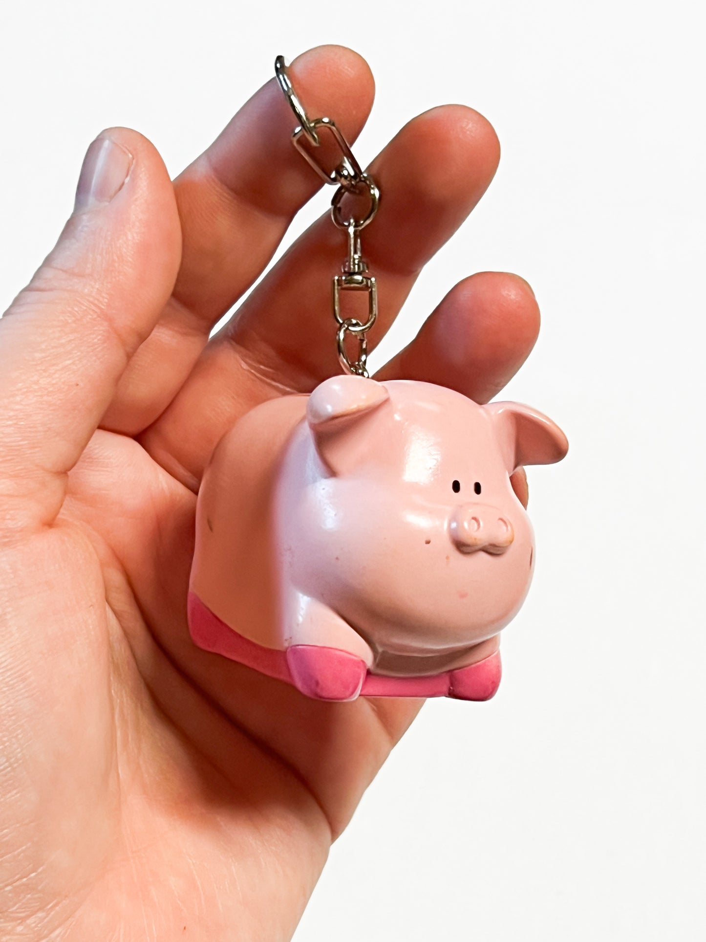 Upcycled Kawaii Pig Toy Keychain